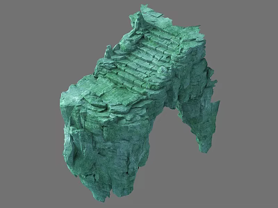 Garden Landscape Design Featuring Green Rock Structure And Stone Steps 3d model