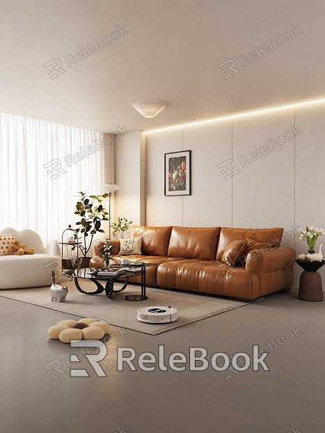 modern living room cream home living room model