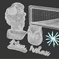Decorative Ornament Set With White Bust Sculpture Black Frame Gray Owl Star And Metal Letters