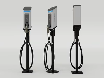 Modern Electric Vehicle Charging Stations With Sleek Design And Charging Cables 3d model