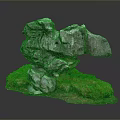 Natural Stone Rockery Decorative Ornament With Green Moss And Base