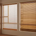 Wooden Blinds Covering Windows In Bright Interior With Natural Light