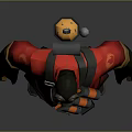 Game Movie Character Red Outfit Gas Mask Ammunition Belt 3D Model Standing Pose Detailed Design