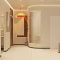 Modern Bright Beauty Salon Interior With Treatment Beds Curtains And Comfortable Chairs
