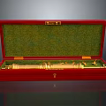 Vintage Cosmic Astronomical Telescope In Open Red Wooden Case With Green Velvet Lining