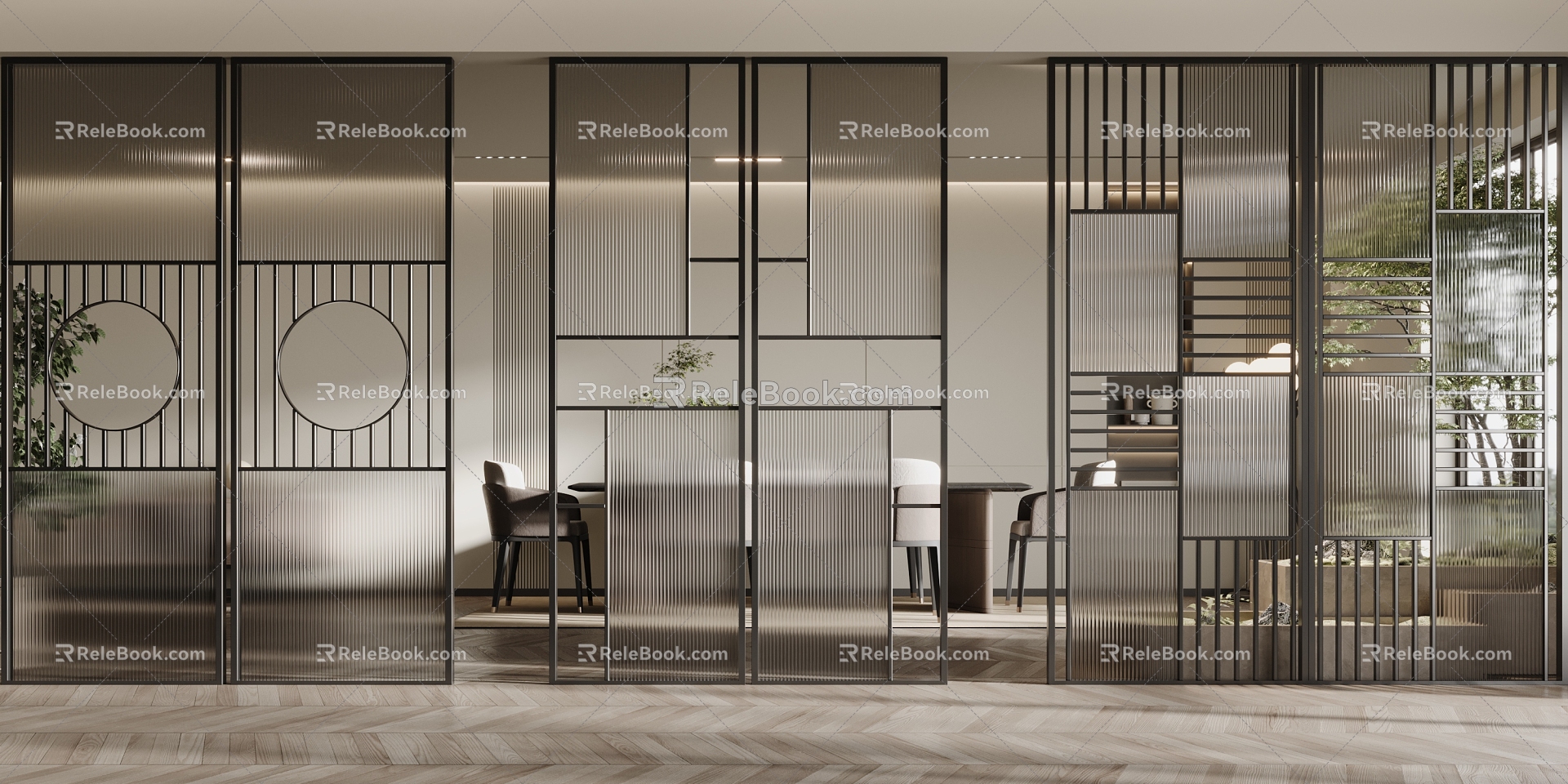 Modern partition glass partition 3d model