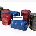 Multicolored Industrial Equipment Oil Drums in Various Colors and Sizes