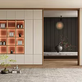 New Chinese bookcase background wall Decorative bookcase background wall 3d model