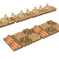 Different Types of Root Vegetables Like Potatoes and Ginger Arranged in Wooden Trays