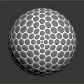 Shiny Metallic Golf Ball With Dimpled Surface On Dark Background And Reflection
