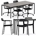 Modern Office Desk Setup With Black Rolling Chairs And Sleek Design 3d model
