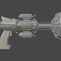 Futuristic Sci Fi Weapon with Metallic Circular Structure Multiple Components and Launch Mechanism 3d model