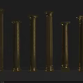 Set of White Roman Columns Featuring Various Decorative Designs And Classic Styles