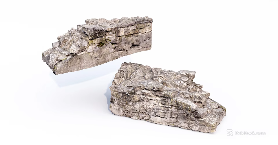 Natural Stone Building Exterior Wall With Irregular Blocks And Rough Texture 3d model 