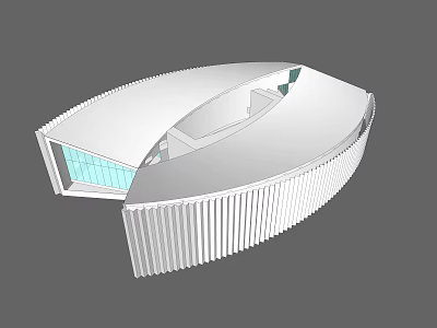 Modern Sales Office Building With Streamlined White Exterior And Glass Elements 3d model