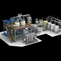 Industrial Equipment System With Large Tanks Piping Platforms And Tower Units