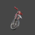 Red And White Off Road Motorcycle With Rugged Design Large Tires And Black Seat
