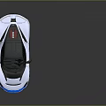 White Sports Car With Blue Accents Sleek Aerodynamic Design And Shiny Finish