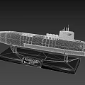 Military Submarine Model On Display Stand With Detailed Structure Design 3d model