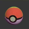Red and White Pokemon Ball with Black Stripe and Silver Button Shiny Decorative Ornament Set