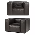 Modern Black Leather Sofa Set With Three Seater Sofa And Single Armchairs 3d model