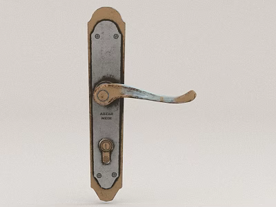 Vintage Metal Door Handle With Lock Cylinder And Backplate Design 3d model