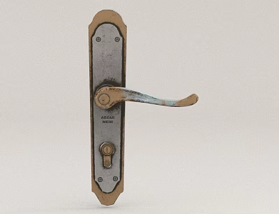 Vintage Metal Door Handle With Lock Cylinder And Backplate Design 3d model