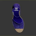 Purple Suede Wedge Sandals With Ankle Strap And Wooden Sole Design