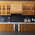 Wooden Kitchen Cabinets With Glass Door Upper Units Drawers And Marble Countertop