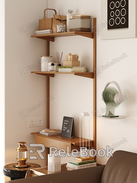 Modern Bookshelf Solid Wood Desk Bookcase model