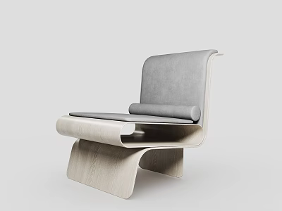 Modern Single Sofa With Wooden Frame And Gray Minimalist Cushion Design 3d model