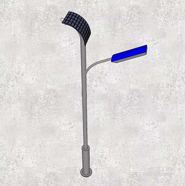 Outdoor Street Light With Gray Pole And Blue Shade For Exterior Illumination 3d model 