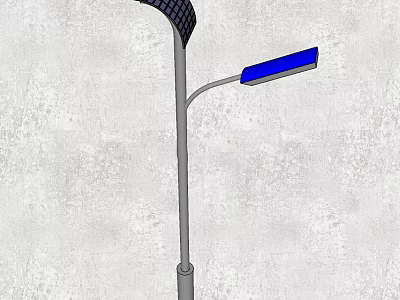 Outdoor Street Light With Gray Pole And Blue Shade For Exterior Illumination 3d model