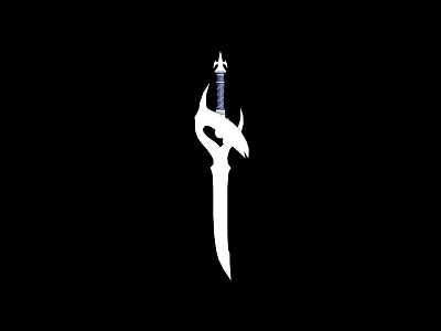 White Silhouette Decorative Sword With Curved Guard And Intricate Hilt Design On Black Background 3d model