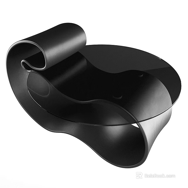 Black Modern Coffee Table With Curved Sleek Design And Smooth Surface 3d model 
