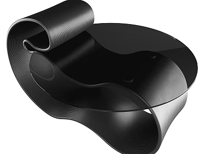 Black Modern Coffee Table With Curved Sleek Design And Smooth Surface 3d model