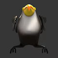 Cartoon Toucan Character With Large Yellow Orange Beak Black White Feathers Open Wings And Claws