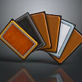 Colorful Decorative Panel Samples Arranged In Fan Shape With Reflective Surface And Various Finishes