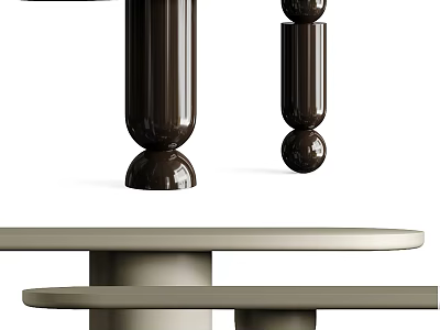 Modern Entryway Cabinet and Side Cabinet with Dark Columns Round Base and Light Flat Top 3d model