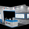 CSBIO Exhibition Booth with Modern Blue and Gray Design Reception Desk and Display Screens