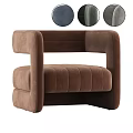 Brown Velvet Single Seater Sofa With Square Armrests And Tufted Design