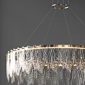 Elegant Modern Circular Chandelier With Brass Frame And Crystal Glass Pendants For Interior Design