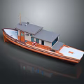 Classic Wooden Water Transportation Boat With Gray Roof Small Windows Lifebuoy And White Deck