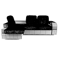 Black Leather L Shaped Sectional Sofa With Plush Cushions And Storage Compartment