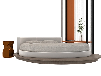 Modern Round Bed Double Bed 3d model