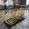 Elegant Restaurant Interior Design With Black Dining Table Gold Accents Gray Chairs And City View