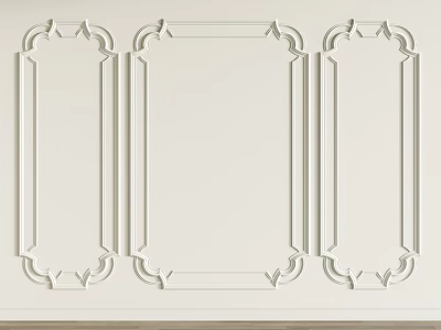 Elegant Wall With Symmetrical Decorative Moldings 3d model