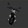 Black Vintage Motorcycle With Leather Seat Chrome Exhaust And Side Mirrors On Minimalist Gray Background