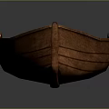 Simple Design Handcrafted Wooden Boat With Interior Planks On Gray Background