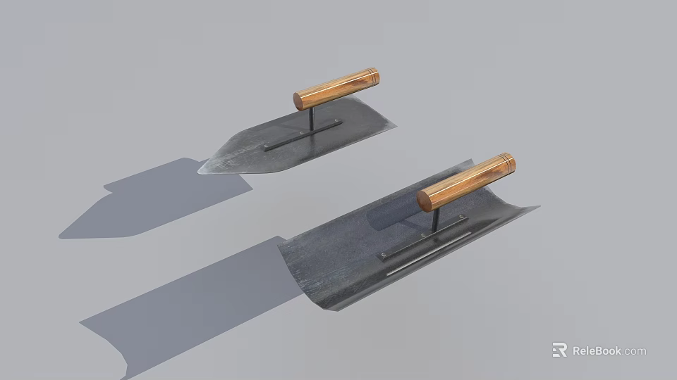 Durable Hardware Tools Trowels With Wooden Handles And Metal Blades For Construction 3d model 